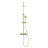 Bathroom Thermostatic Bar Mixer Shower Shower Kit Fixed Head Brushed Brass Round