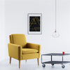 Modern Armchair Sofa Lounge Accent Linen Fabric Chair with Wood Legs Comfy Seat