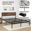 King Size Metal Bed Frame Industrial Platform Bed w/ 9 Support Legs Noise Free