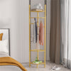 Metal Corner Coat Rack Clothes Rail Hall Tree Hanger Hook w Storage Shelf
