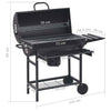 Barrel Grill with Wheels and Shelves Black 115x85x95 cm Steel BBQ