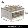 Wood Coffee Table with Storage Square for Living Room Modern Rustic Washed Grey