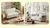 Modern 2 Seater Sofa, Tufted Small Fabric Couch with Wood Legs, Cream White