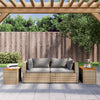 Garden Side Tables Dining Table 2 pcs Beige Poly Rattan Solid Wood