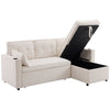 L-Shaped Sofa Bed 3 Seater Couch Pull Out Sectional Couch Bed Corner Sofa Beige