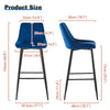 2X Blue Velvet Bar Stools Breakfast Pub Chair Kitchen Seat Height 75 cm