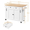 Rolling Kitchen Island Cart on Wheels with Drop-Leaf Countertop and 4 Drawers