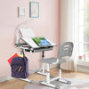 Childrens Desk & Chair Set Height Adjustable Student Study Table W/Lamp-Grey
