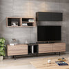 Diany Large TV Cabinet With Floating Shelves/Wall Unit Bookcase - Wallnut
