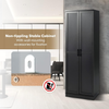 Storage Cabinet Wooden Tall Pantry Cupboard 2 Door Shelves Freestanding Black