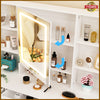 Large LED Dressing Table Mirror 7 Drawers Stool Vanity Makeup Desk Set Bedroom