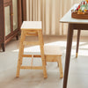 Folding 2-Step Stool Bamboo Wood Adult Kid Step Ladder Chair Stool Display Stand