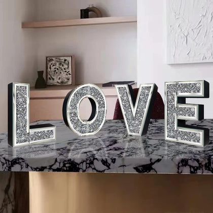 4Pcs Independent Letters Home Love Glam Crystal Diamond Letters Sign Wall Deco
