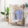 Bamboo Clothes Rail Rack Garment Hanging Coat Display Stand Shoe Storage Shelves