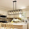 Industrial Black Chandelier Rectangle Hanging Ceiling Light Fixture Dining Room
