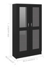 Cabinet Black Cupboard with Shelf Tall Display Storage Unit Glass Doors Shelving