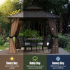 Heavy-Duty Double-Roof Galvanized Metal Top Hardtop Gazebo-Coffee
