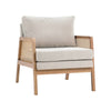 Rattan Armchair Mid-Century Modern Solid Wood Frame Accent Tub Chair Upholstered