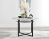 Adley GREY Matte Concrete and Black Metal Round Storage Dining Table