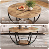 Round Coffee Table, Industrial 2-Tier Circle Coffee Table with Storage Shelves