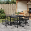 9 Piece Garden Dining Set Black Poly Rattan F2P6