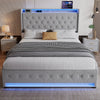 Velvet Upholstered Bed with Headboard 4ft6 Double Bed Frame with Storage Drawers