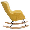 Solid Wood Rocking Chair Upholstered Linen/Velvet Fabric High Back Lounge Seat