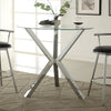 Modern 90cm Clear Glass Round Dining Table w/Chrome Cross Legs Kitchen Furniture