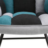 Patchwork Fabric Wing Back Rocking Chair Sofa Leisure Rocker Recliner Armchair