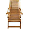 Deck Chair with Footrest Acacia Wood Outdoor Garden Recliner Sunlounger