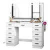 Dressing Table and Stool set 11 Drawer Makeup Table with Glass Top Vanity Desk