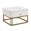 Coffee Table Square Nest of Tables Side Table with Metal Frame & Drawer Storage
