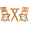3 Piece Wooden Folding Bistro Set Dining Table and Chairs for Outdoor Patio