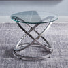 Round Sofa Coffee Tea Side Table With Tempered Glass Top Living Room Furniture