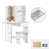 White LED Dressing Table Makeup Vanity with Mirror Drawers & Stool Modern