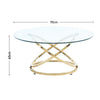 Gold Silver Coffee Table Side Table with Round Glass Top Living Room Furniture