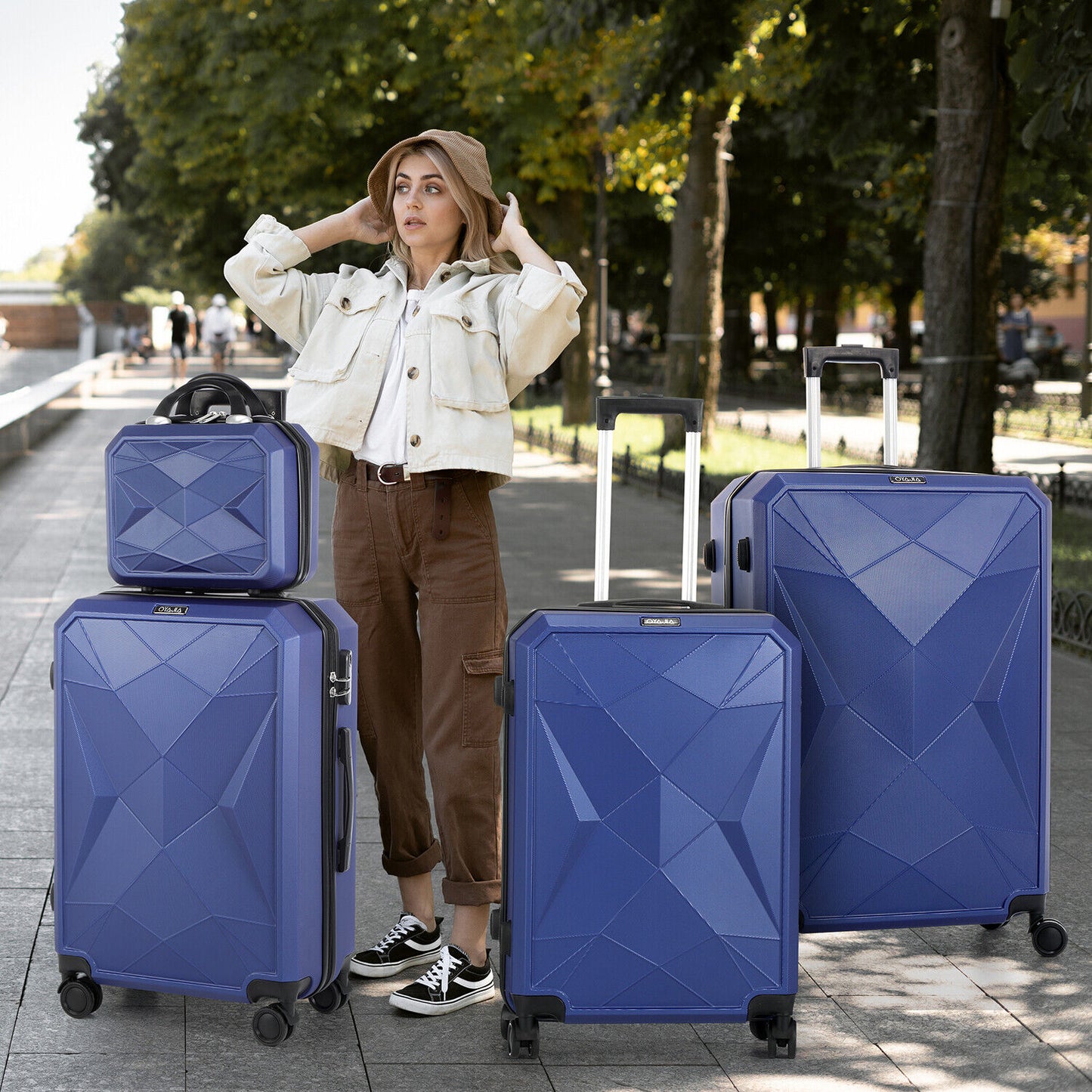 Lightweight Hard Shell ABS 4 Wheels Suitcase Cabin Hand Luggage Travel Case Set