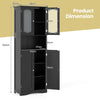 Tall Bathroom Black Storage Cabinet Tempered Glass Door Pantry Cabinet