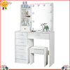 Bedroom Dressing Table Mirror with Lights Stool Makeup Vanity Set Desk，6 Drawers