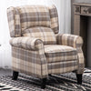 Recliner Armchair Tartan Chair Wing Back Sofa Lounge Chair Adjustable Footrest