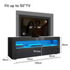 Modern 120CM TV Unit Cabinet Stand Set Black High Gloss with LED Lights Drawers