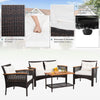 4 Pieces Outdoor Patio Furniture Set PE Rattan Patio Conversation Set w/Cushions