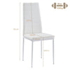 4x White Faux Leather Dining Chairs&White Marble MDF Top Dining Table Dining Set