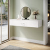 Wall Hanging Dressing Table High Gloss Vanity Makeup Desk with Storage Drawer