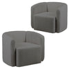 Pumpkin Shaped Reading Armchair Accent Chair with Curved Backrest Grey