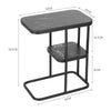 Black Marble Effect Table 2 Tiers Small Stand Side Unit Living Room Bedroom Dorm