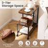 Small Sofa Couch Side Table with Lockable Casters-Brown