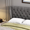 Single Upholstered Platform Bed Frame 90x190 with Drawers Storage and Headboard