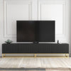 TV Unit 200cm Modular Cabinet | Fluted Doors | Black Matt | Gold Metal Base