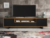 200cm Modern TV Unit | Oak Body | Black Matt Doors | Wave-Front Design